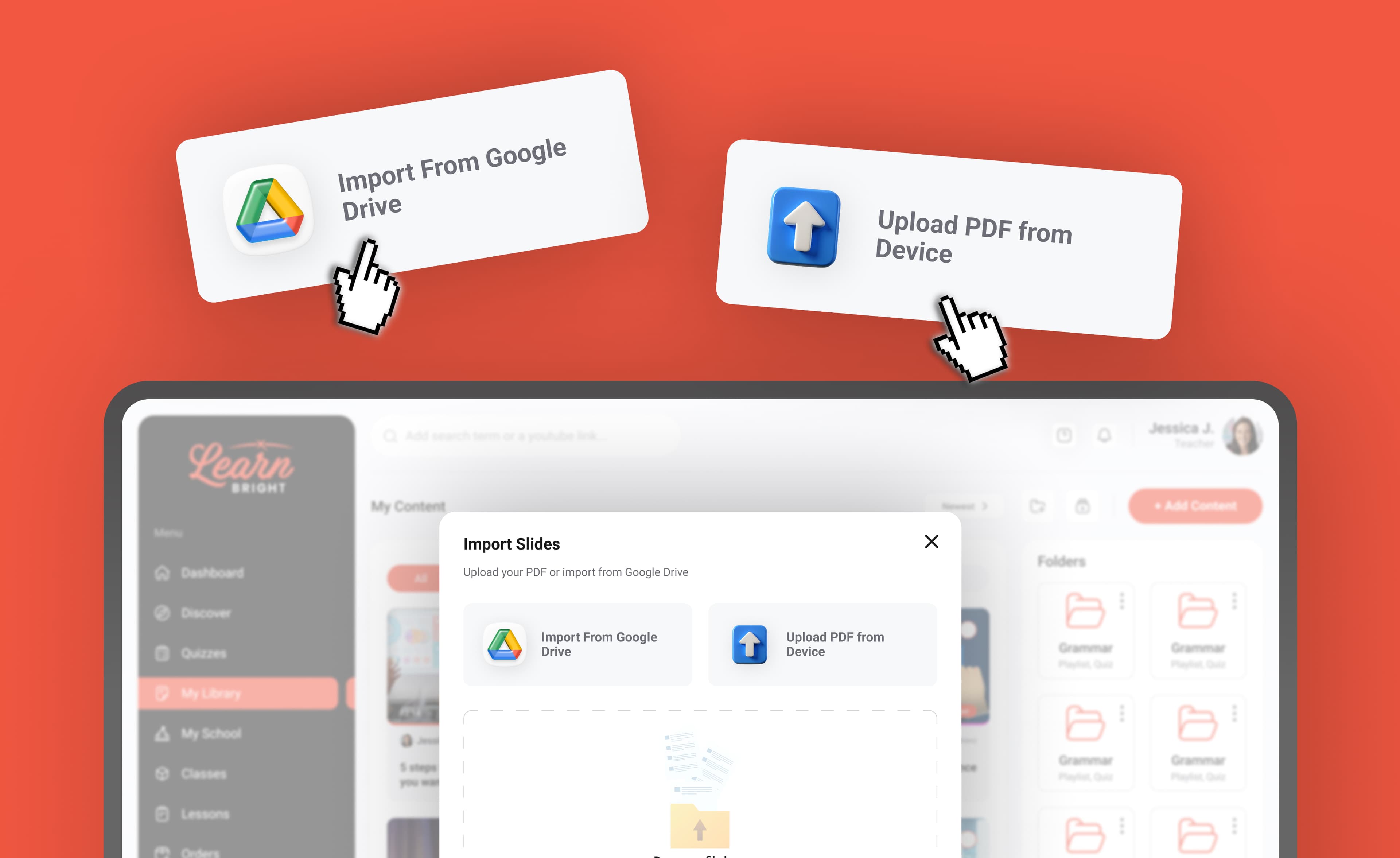 Import slides from a PDF or Google Drive